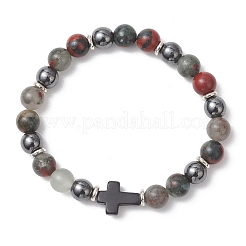 Эластичные браслеты из натурального африканского гематита&nbsp;BJEW-JB13449