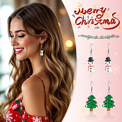2 пара стеклянных подвесных серег в рождественском стиле в 2 стилях&nbsp;EJEW-TA00701