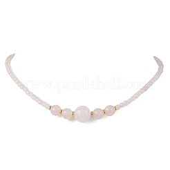 Ожерелья из натуральных круглых градуированных бусин розового кварца&nbsp;NJEW-JN05654-01