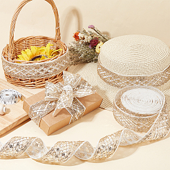 Лента из полиэстера с ромбовидным узором и пайетками&nbsp;OCOR-WH0047-49A