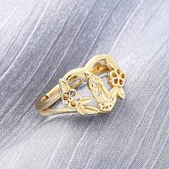 Регулируемое латунное сердце с кольцами Девы Марии для женщин&nbsp;RJEW-U047-34G