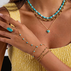 Браслеты из нержавеющей стали 304 с синтетическими бирюзовыми звеньями&nbsp;VX6527