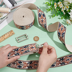 5 ярд жаккардовых лент из полиэстера с цветами&nbsp;SRIB-BC0001-28