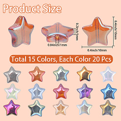 300шт 15 цвета гальванические прозрачные стеклянные бусины&nbsp;GLAA-PA0001-18