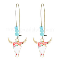 Серьги-кольца в этническом стиле с эмалированным сплавом в форме головы коровы&nbsp;FS-WG90B8F-04