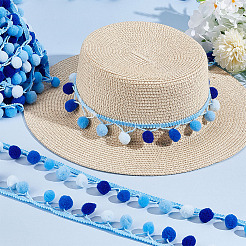 6.5 ярд полиэстеровых лент с кисточками в виде шариков-помпонов градиентного цвета&nbsp;DIY-GA0006-95B