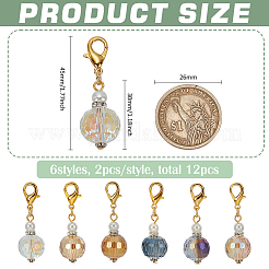 12 шт. 6 стиля граненых стеклянных подвесных украшений&nbsp;HJEW-FG00019