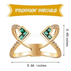 Кольцо-манжета из прозрачного кубического циркония с крест-накрест&nbsp;X1-RJEW-T016-36G-01