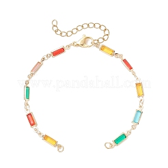 Изготовление браслета из латунной стеклянной прямоугольной цепочки&nbsp;AJEW-JB01399