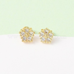 Серьги-гвоздики из латуни с микропаве и кубическим цирконием&nbsp;LS-EJEW-H174-01C-G