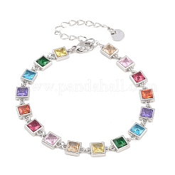 Теннисные браслеты для женщин из нержавеющей стали 304 с разноцветными кубическими циркониями.&nbsp;BJEW-T023-02A-P