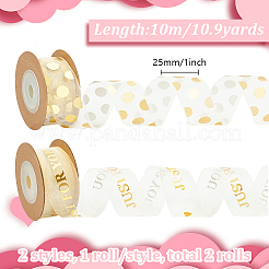 2 рулон 2 видов лент из органзы с принтом в горошек и надписью ко Дню святого Валентина SRIB-FG0001-17