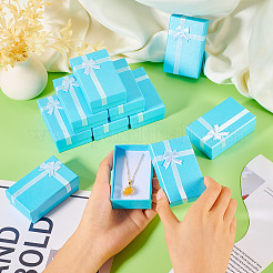 Прямоугольные бумажные подарочные коробки для хранения ювелирных изделий с бантом&nbsp;LS-CON-TAC0014-09B