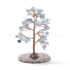 Украшения из натуральной аквамариновой крошки и агата на пьедестале&nbsp;DJEW-A001-04H