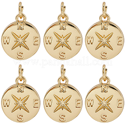 10 шт. латунные подвески-компасы&nbsp;KK-BBC0021-88