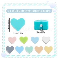 40шт 10-х цветные силиконовые бусины в форме сердца&nbsp;SIL-SC0001-96