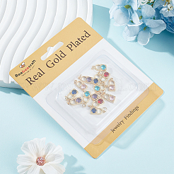 15 шт. 5-х цветные подвески из настоящей латуни с покрытием из 18-каратного золота и микропаве из кубических цирконий&nbsp;ZIRC-BBC0002-32