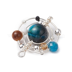 4 шт. подвески в виде планет из медной проволоки с натуральным тигровым глазом (окрашенным/неокрашенным) 4 цвета&nbsp;PALLOY-TA00180