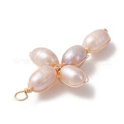 Подвески из медной проволоки с натуральным пресноводным жемчугом&nbsp;PALLOY-JF02154-01