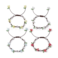 4шт. круглые браслеты из плетеных бусин из натурального кварцевого кристалла&nbsp;BJEW-TA00593