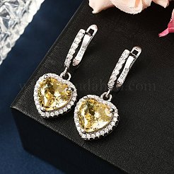 925 серьги-кольца из стерлингового серебра с микропаве из кубических цирконий&nbsp;EJEW-F371-01C-02