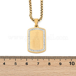 Мужские ожерелья с подвеской в виде Девы Марии из нержавеющей стали 201 с микропаве из прозрачных кубических цирконий&nbsp;NJEW-S387-01G