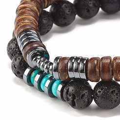 2 шт. 2 стильных браслета из натурального кокоса и драгоценных камней&nbsp;BJEW-JB07938