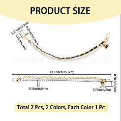 2 шт. двухслойные ручки для сумок из искусственной кожи 2 цветов и искусственного жемчуга с круглыми бусинами&nbsp;FIND-CL0001-18