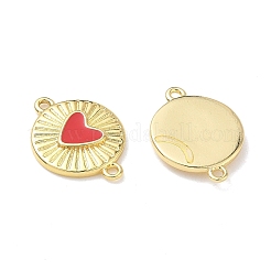 Латунная эмалированная плоская круглая подвеска с сердечками&nbsp;KK-L256-48C-G