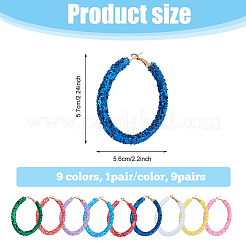 9 пара двухцветных сверкающих серег-колец из смолы с литой шпилькой для женщин&nbsp;EJEW-FI0002-13