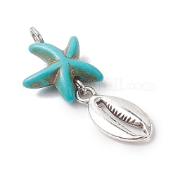 7 шт. 7 стиля синтетических окрашенных бирюзовых морских звезд и сплава морских животных&nbsp;PALLOY-JF03752-01