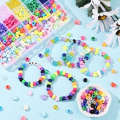 Наборы для изготовления браслетов из пластиковых бусин разных форм своими руками&nbsp;DIY-YW0011-06