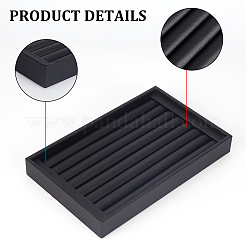 7-слотовый деревянный с подставками для колец из искусственной кожи&nbsp;RDIS-WH0019-01