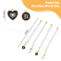 Сердце/плоское круглое украшение с подвеской из эмали из сплава с буквой B&nbsp;HJEW-AB00692