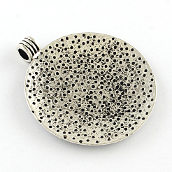 Стиль тибетского плоские круглые с цветком сплава больших подвесками TIBEP-Q056-15R-NR