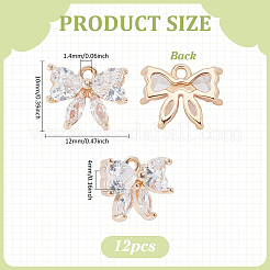 12 шт. латунные стеклянные подвески&nbsp;KK-PH0013-43C