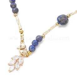 Ожерелья-лариаты из натурального лазурита круглой огранки и самородков&nbsp;NJEW-JN05727