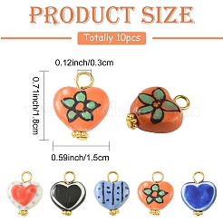 10 шт. 5-х цветные фарфоровые подвески ручной работы&nbsp;PALLOY-YW00134