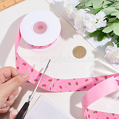 1 рулон односторонних полиэстеровых лент с принтом в виде клубники/цветка&nbsp;DIY-CY0002-17B
