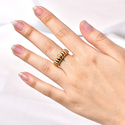 Кольца для пальцев из нержавеющей стали 304 с волнистой текстурой&nbsp;WGA78FE-03