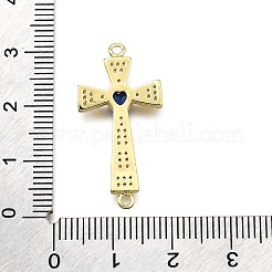Латунные микропаве прозрачные и синие кубические цирконии религиозные подвески-крестики в форме сердца&nbsp;KK-Z100-22G-02