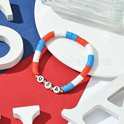 Браслеты-стрейч из полимерной глины с бисером ручной работы ко Дню независимости&nbsp;BJEW-JB10591