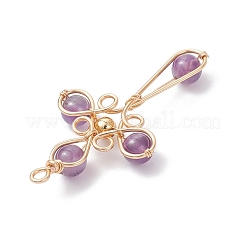 4 шт. 4 подвески с натуральным аметистом и сердоликом (окрашенным и нагретым)&nbsp;PALLOY-TA00326