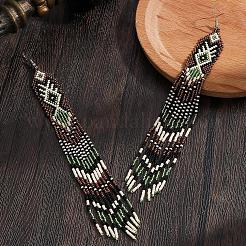 Богемные серьги-подвески ручной работы из стеклянного бисера.&nbsp;JX6081