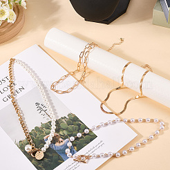 Комплект ожерелий из сплава и искусственного жемчуга&nbsp;NJEW-WH20007-02C