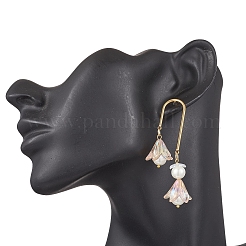 Серьги-гвоздики из нержавеющей стали 304 с подвесками в виде стеклянного цветка&nbsp;EJEW-JE06481-03