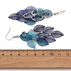 Серьги-подвески в форме листьев из нержавеющей стали 430&nbsp;EJEW-A137-08P-04