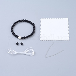Браслеты из бисера и бусин по фен-шуй из натурального черного агата (окрашенного и нагретого)&nbsp;BJEW-JB05021-03