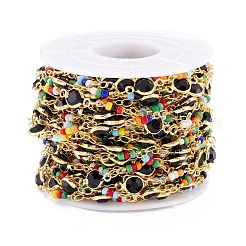 Плоские круглозвенные цепи ручной работы из латуни и стекла&nbsp;CHC-D031-07G