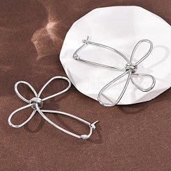 Серьги-кольца из нержавеющей стали 201 с полыми цветами&nbsp;LS-EJEW-P337-01P